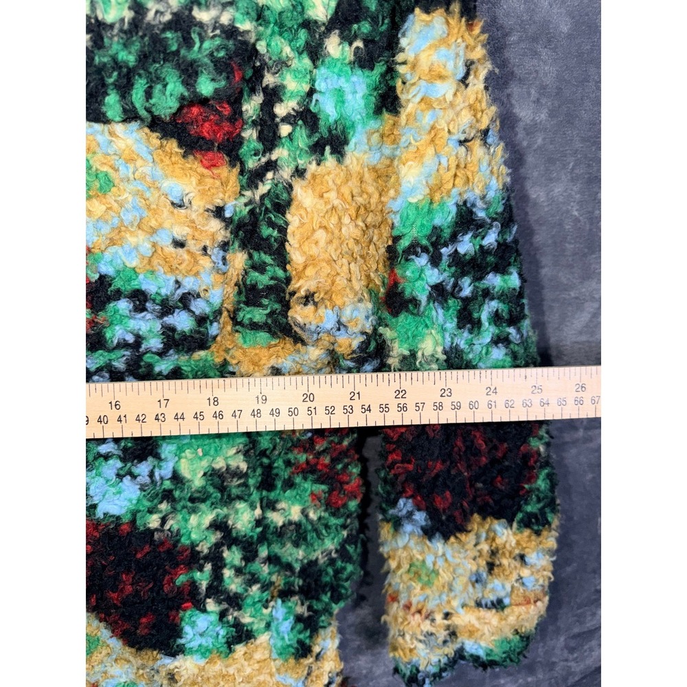 Urban Outfitters Womens Fuzzy Sherpa Jacket L Multicolor Button Up Shacket Coat - Picture 5 of 6